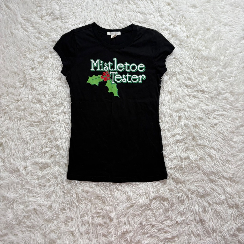 y2k black mistletoe tester graphic humor baby tee large